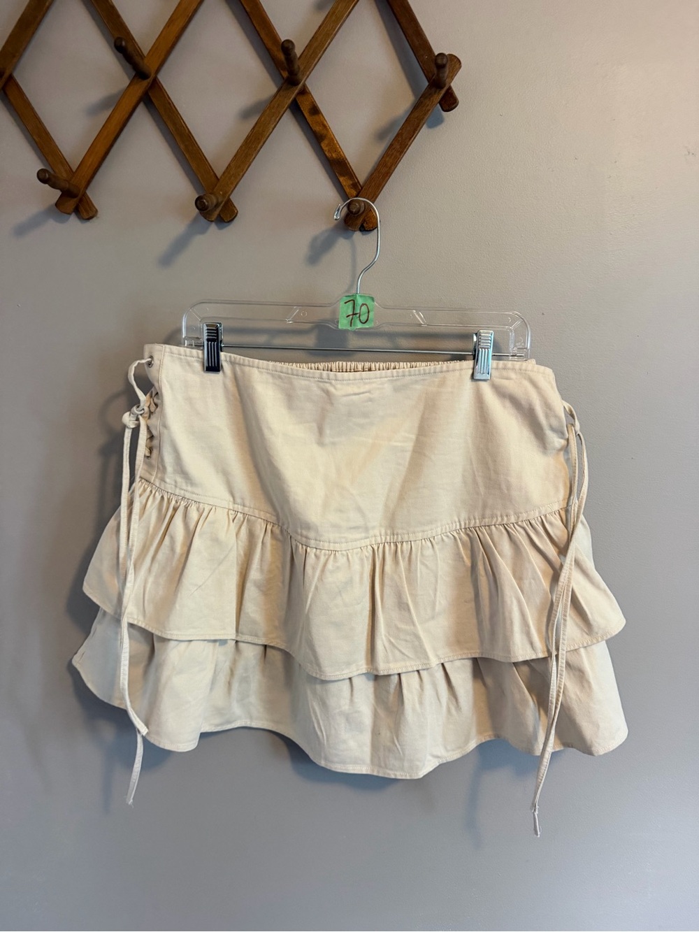 NWT Lone Star Cream Corset Lace Up Tiered Skirt XL
